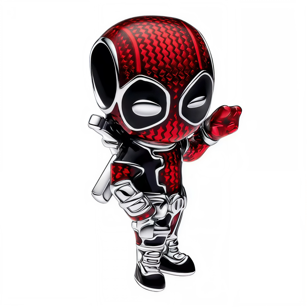 Ce charm pendentif en argent 925 (S925) représente Deadpool en posture irrévérencieuse, masque rouge/noir émaillé avec deux katanas croisés dans le dos. Il symbolise chaos assumé, humour noir et régénération immortelle.

Caractéristiques :

Matière : Argent 925 (S925) avec résine émaillée rouge/noir, détails texture peau abîmée.
Design : Masque expressif iconique, armes miniatures 3D, posture combat typique MCU/Fox.
Compatibilité : Compatible avec les bracelets à charms standards (type Pandora, etc.) et cha