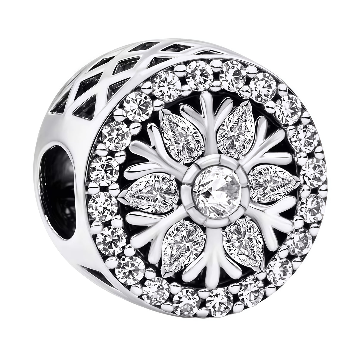 Charm élégant représentant un flocon de neige argenté orné de cristaux décoratifs transparents. Son design délicat et lumineux évoque la pureté de la neige et la beauté de l’hiver.

Caractéristiques :

Matière : Argent 925 avec cristaux décoratifs transparents et détails brillants.
Design : Flocon de neige à six branches avec pierre centrale ronde et cristaux en forme de goutte.
Style : Hivernal, élégant, lumineux et raffiné.
Symbolique : Pureté, fraîcheur, sérénité, beauté et magie de l’hiver.
Compatibilit