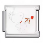 Ce charm italien plein de tendresse représente Snoopy en train de tirer une flèche avec un cœur, symbole parfait d’amour et de malice. Fabriqué en acier inoxydable de haute qualité, il allie solidité et détails raffinés pour un rendu romantique et amusant. Facile à fixer, il s’adapte à nos bracelets composés de 17 maillons extensibles et réglables, convenant à toutes les tailles de poignet. Compatible avec tous nos charms italiens, il est idéal pour personnaliser votre bracelet avec une touche d’affection e