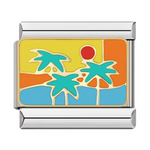 Ce charm italien représente un palmier élégant avec l’inscription “A Sunny Beach”, symbole de détente et d’escapade tropicale. Fabriqué en acier inoxydable de haute qualité, il combine robustesse et détails soignés pour un rendu estival et raffiné. Facile à fixer, il s’adapte parfaitement à nos bracelets composés de 17 maillons extensibles et réglables, convenant à toutes les tailles de poignet. Compatible avec tous nos charms italiens, ce bijou ensoleillé est idéal pour personnaliser votre bracelet avec un