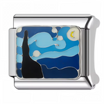 Charm pendentif italien en argent 925 inspiré du célèbre tableau La Nuit Étoilée de Vincent Van Gogh, représentant les tourbillons lumineux et le ciel étoilé avec des détails soignés et raffinés.

Caractéristiques
– Métal : argent 925
– Design : inspiration La Nuit Étoilée de Vincent Van Gogh
– Type : pendentif
– Finition soignée et artistique