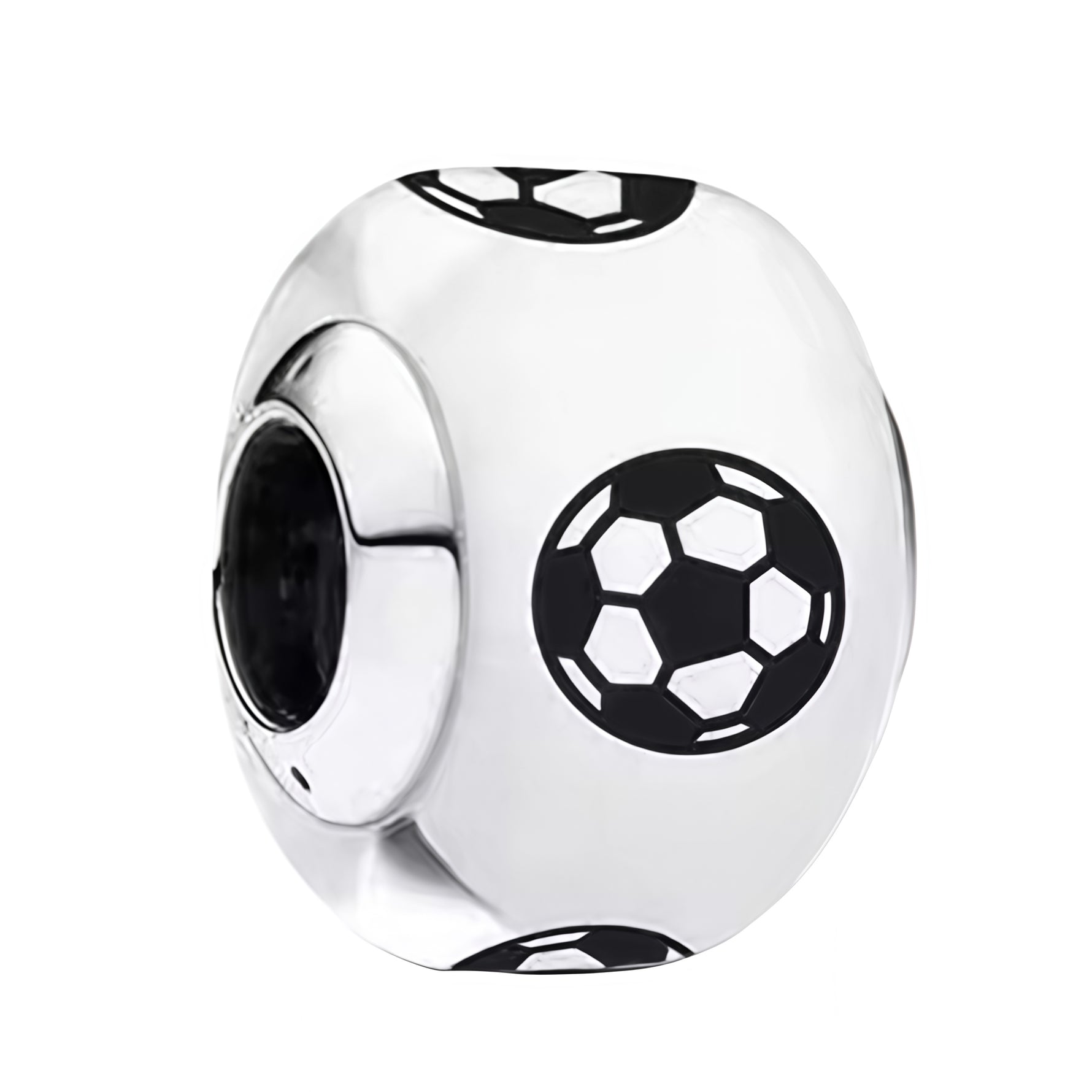 Apporte une touche sportive et élégante à ton bracelet avec ce charm Murano Football. Confectionné en verre de Murano blanc laiteux avec un cœur en argent, il met en valeur un ballon de football noir au design net et moderne. Un charm original et raffiné, parfait pour les fans de football et des bijoux au style à la fois doux et dynamique.

Caractéristiques :

- Matière : Verre de Murano avec cœur en argent 925.
- Design : Ballon de football noir sur fond blanc laiteux.
- Dimensions : Taille délicate et con
