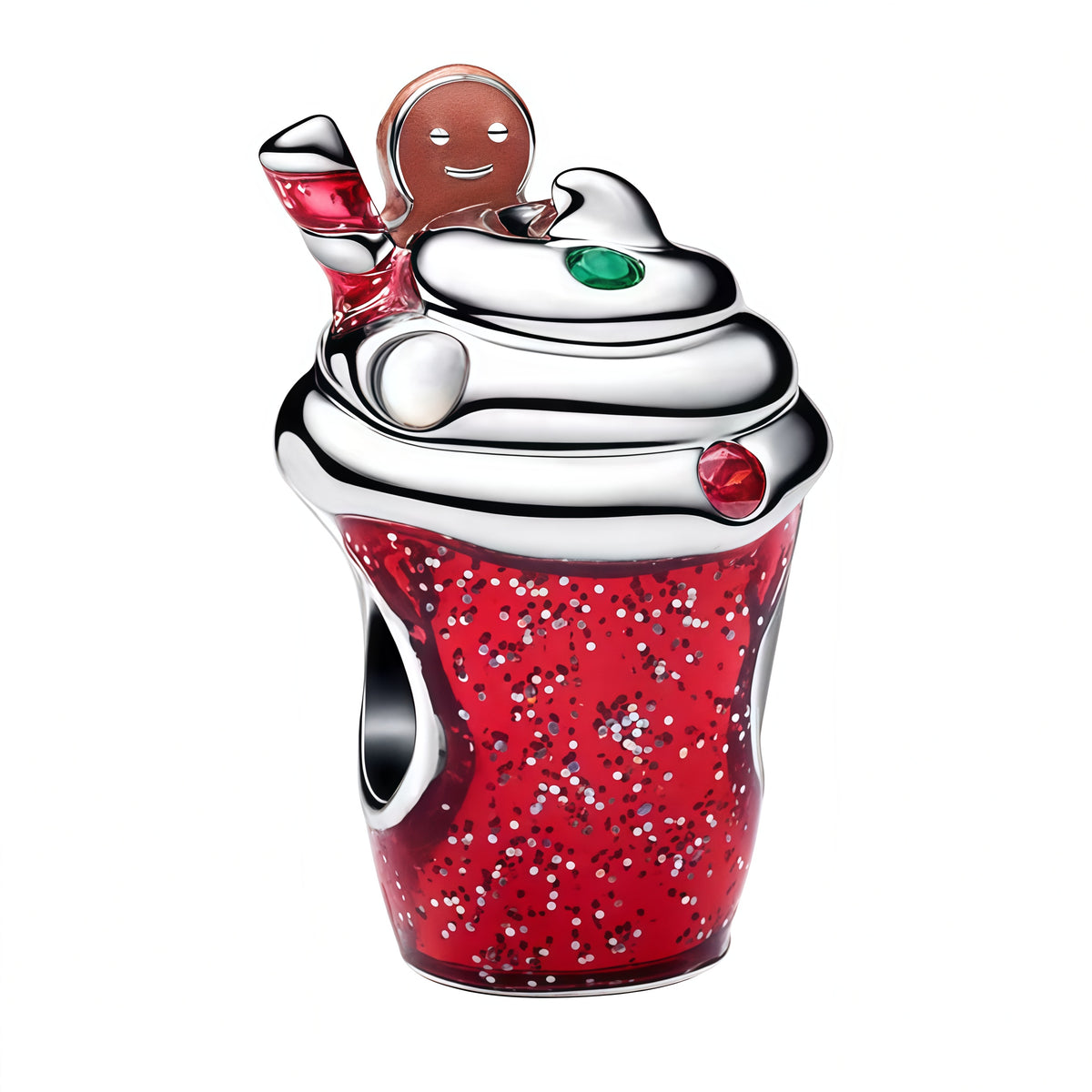 Charm pendentif représentant une boisson de Noël gourmande, décorée de couleurs rouges et blanches et surmontée d’une crème généreuse. Le petit personnage en pain d’épices et les détails brillants ajoutent une touche festive et originale à ce modèle en argent 925.

Caractéristiques :

Matière : Argent 925.
Design : Boisson de Noël avec crème, décorations colorées et personnage en pain d’épices.
Style : Festif, gourmand, original et lumineux.
Symbolique : Noël, gourmandise, convivialité, magie et esprit des 