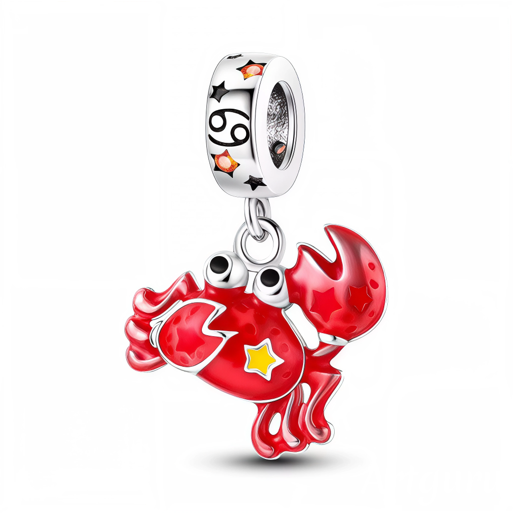 Affichez votre sensibilité et votre protection naturelle avec ce charm pendentif en argent 925, représentant un crabe rouge éclatant, symbole du signe du Cancer. Orné d’une étoile lumineuse glow in the dark qui s’illumine dans l’obscurité, ce bijou capture la douceur, l’intuition et la loyauté caractéristiques de ce signe d’eau. Un accessoire unique pour sublimer votre bracelet ou collier, parfait pour les natifs du Cancer ou en cadeau astrologique personnalisé.