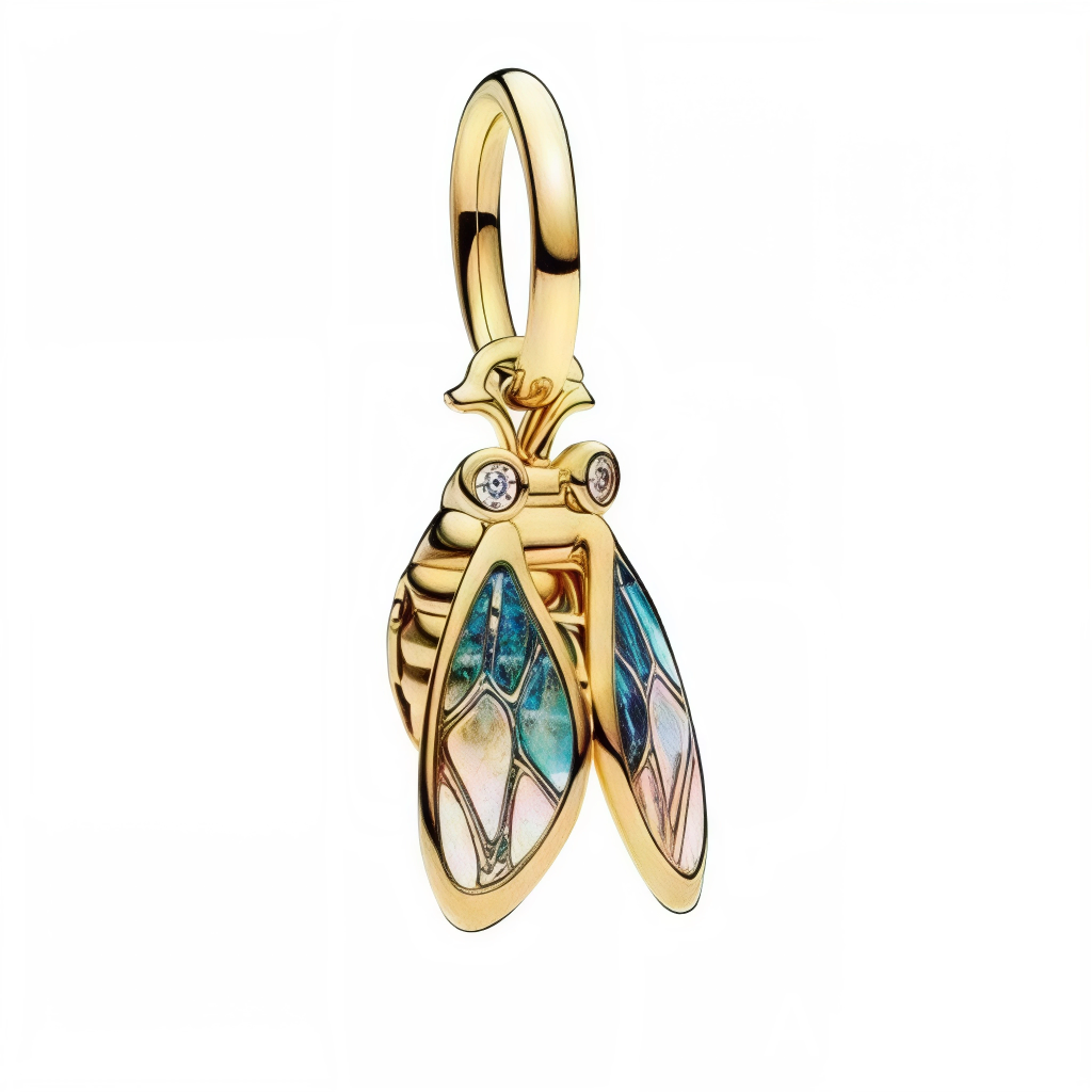 Ce charm pendentif libellule enchante avec ses ailes translucides irisées en dégradé bleu-vert-nacré, un corps doré segmenté et des yeux étincelants de strass. Idéal pour les amateurs de nature fantaisie, style Art Nouveau ou bijoux poétiques, il illumine votre bracelet d'une élégance aérienne et sophistiquée. Fabriqué en argent 925, il offre un rendu luxueux et chatoyant.