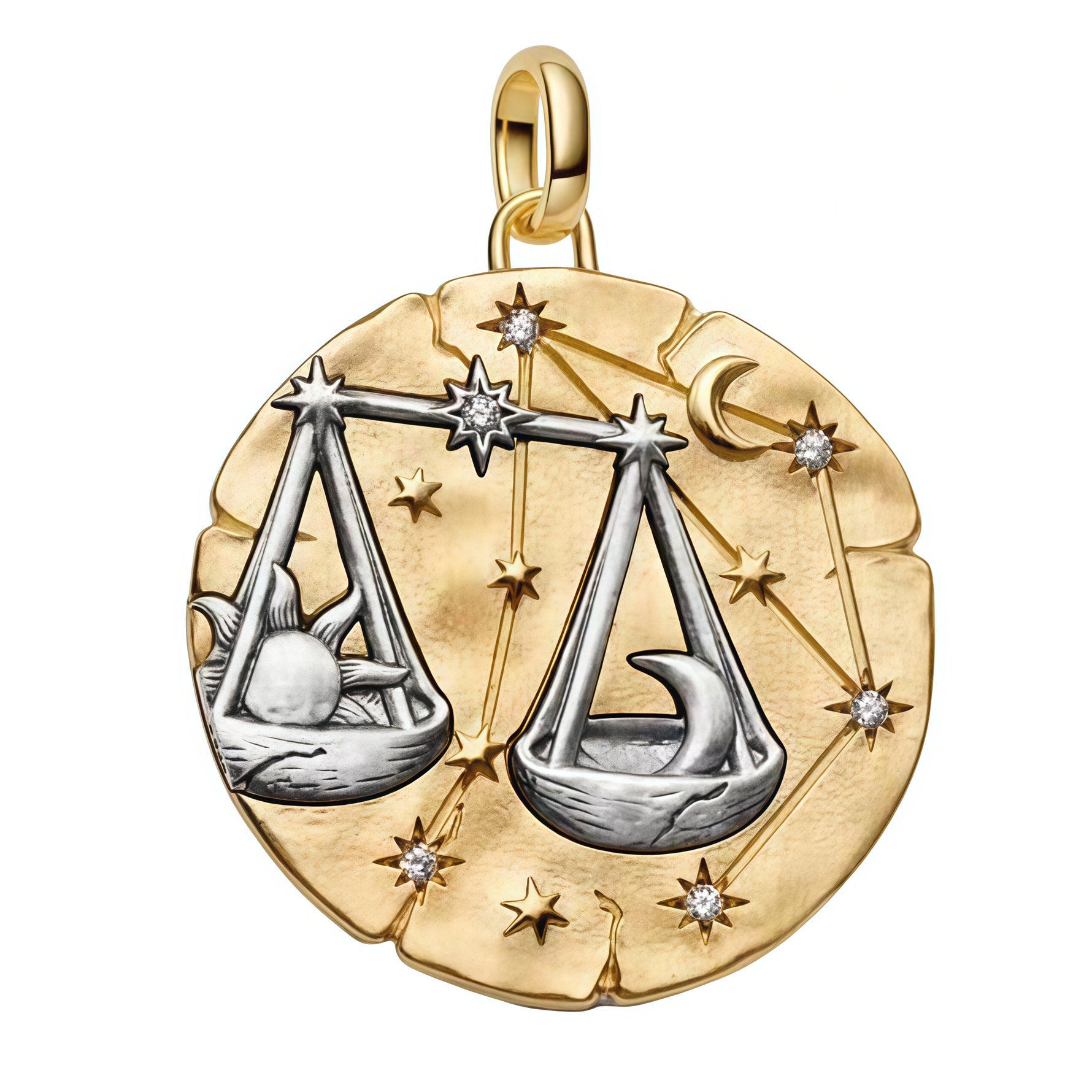 Charm pendentif raffiné représentant la Balance, symbole d’équilibre et d’harmonie.
Sa finition bicolore lui confère un style élégant et mystique, parfait pour exprimer votre personnalité.


Caractéristiques :

- Matière : Argent 925 (finition bicolore dorée).
- Design : Constellation de la Balance.
- Style : Astrologique, élégant et équilibré.
- Symbolique : Justice, harmonie, amour.
- Compatibilité : Charm pendentif compatible avec bracelets et colliers.