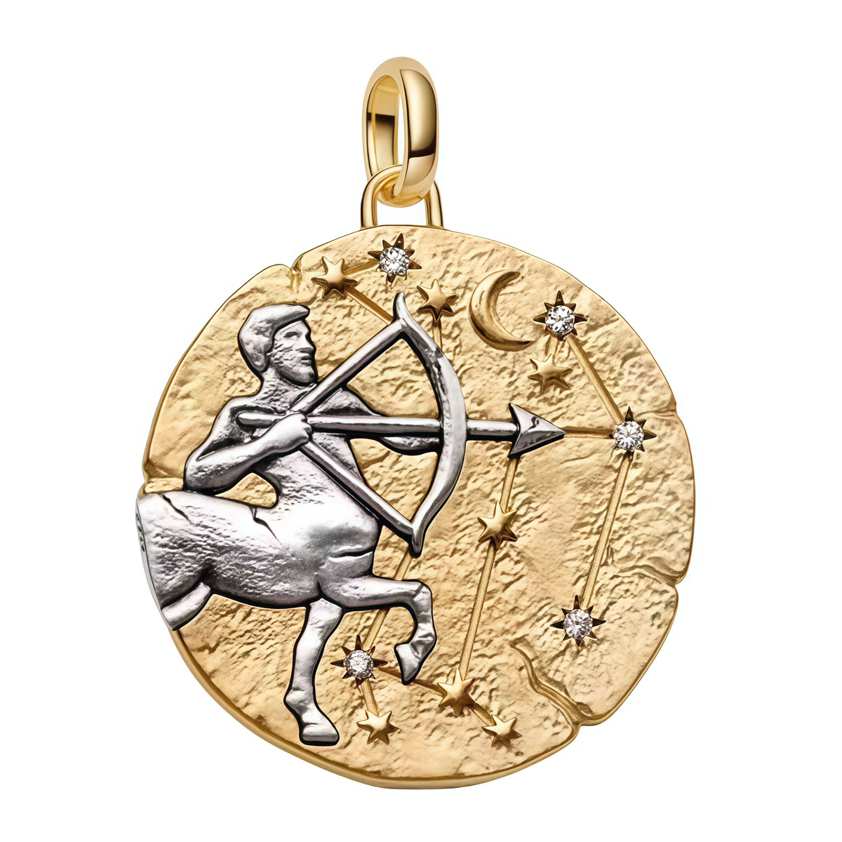Charm pendentif dynamique représentant le Sagittaire, symbole d’aventure et de liberté.
Sa finition bicolore lui confère un style élégant et mystique, parfait pour exprimer votre personnalité.


Caractéristiques :

- Matière : Argent 925 (finition bicolore dorée).
- Design : Constellation du Sagittaire.
- Style : Astrologique, libre et inspirant.
- Symbolique : Voyage, optimisme, liberté.
- Compatibilité : Charm pendentif compatible avec bracelets et colliers.