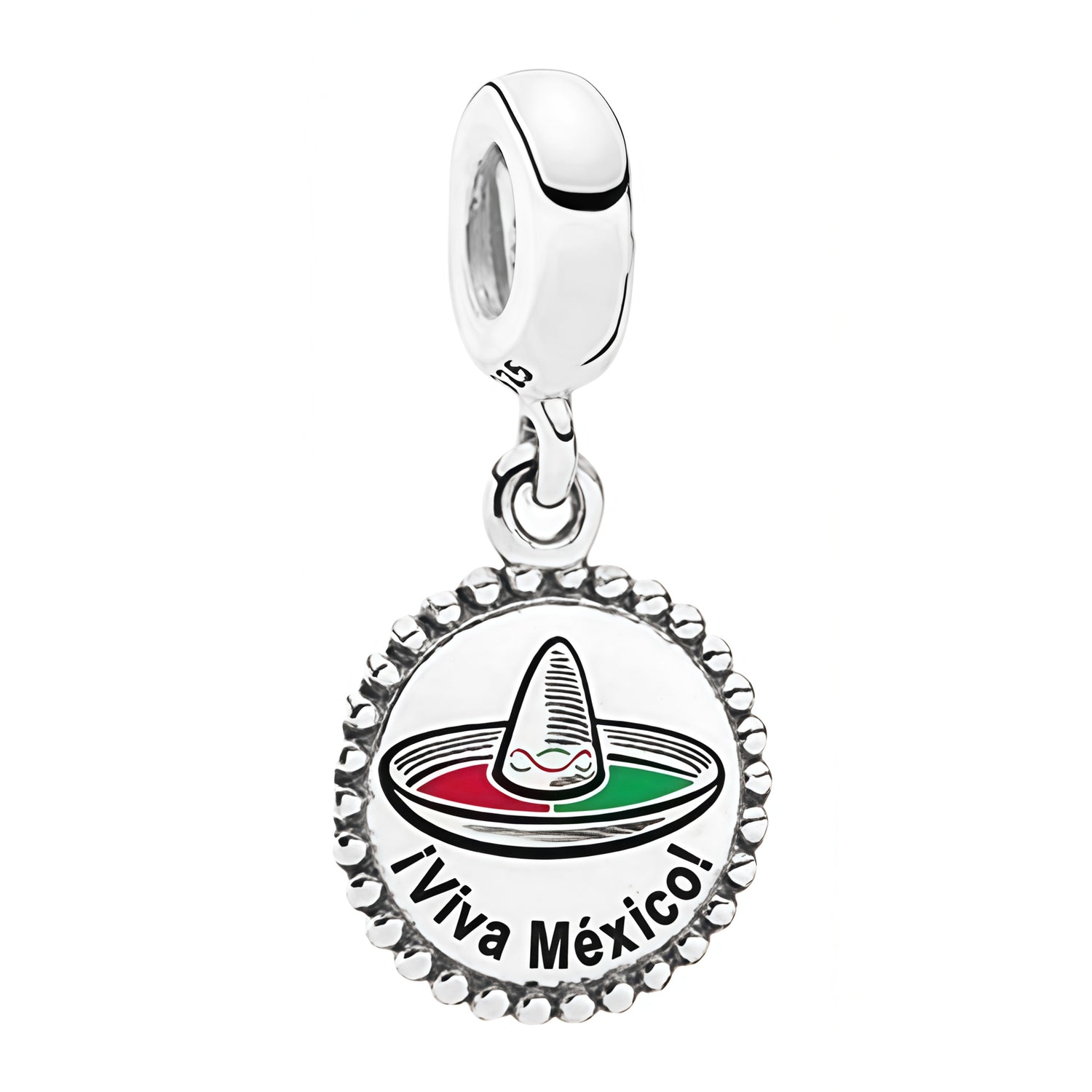 Apporte une touche festive et colorée à ton bracelet avec ce charm Viva México. Son design inspiré du Mexique évoque la joie, la culture et l’esprit chaleureux des célébrations, tout en ajoutant une note vive et originale à ta collection. Un bijou plein de caractère, parfait pour les amoureux du voyage, des traditions et des accessoires uniques.

Caractéristiques :

-&nbsp;Matière : Argent 925.
-&nbsp;Design : Médaillon Viva México avec finition brillante et détails colorés.
-&nbsp;Dimensions : Taille délic