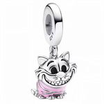 Ce charm pendentif en argent 925 capture le Chat du Cheshire d'Alice au Pays des Merveilles&nbsp;aux rayures rose bonbon psychédéliques vives, sourire malicieux flottant dominant, yeux pétillants espiègles. Il symbolise folie joyeuse, énigmes sucrées et sagesse invisible du Pays des Merveilles.

Caractéristiques :

Matière : Argent 925 émail rose vif (rayures).
Design : Chat circulaire flottant, sourire oversized, contours noirs nets, crochet polyvalent.
Dimensions : 1,7 cm hauteur, pendante légère dynamiqu