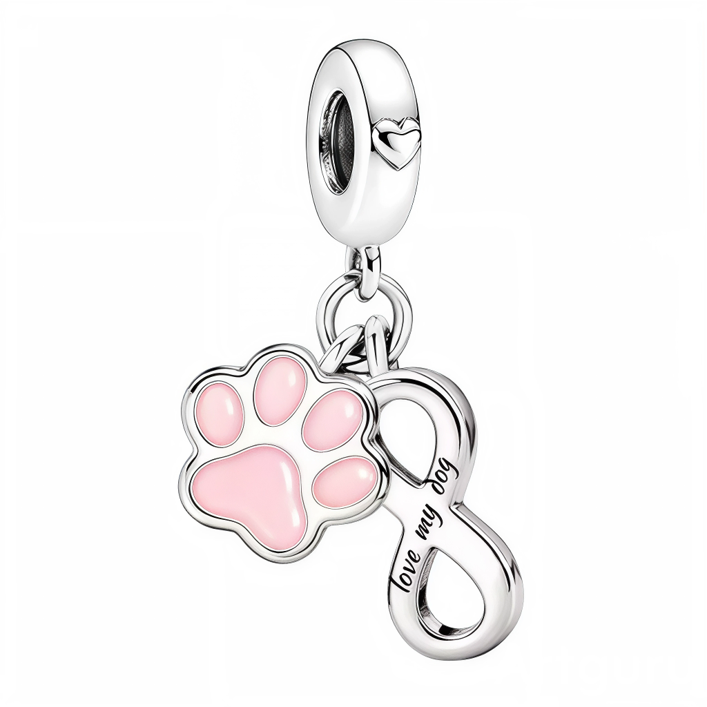 Ce charm pendentif en argent 925 (S925) affiche une empreinte de patte d'animal gracieuse en rose fuchsia doux, fusionnée élégamment avec un symbole infini argenté poli. Il symbolise tendresse éternelle, affection infinie et bons liens complices.

Caractéristiques :

Matière : Argent 925 (S925) brillant avec émail rose poudré patte, gravure profonde infini.
Design : Patte coussinets arrondis mignons, boucle ∞ intégrée coussinet central, forme compacte.
Compatibilité : Compatible avec les bracelets à charms 