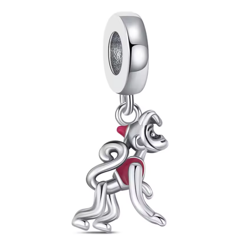 Ce charm en argent 925 montre singe dynamique rampant acrobate, tenue rouge vif cœur cœur rose, queue enroulée espiègle, expression malicieuse joueuse. Symbole agilité joie farces tropicales énergiques.

Caractéristiques

Matière&nbsp;: Argent 925.
Design : Singe Acrobate.
Compatibilité : Bracelets colliers thèmes animaux.