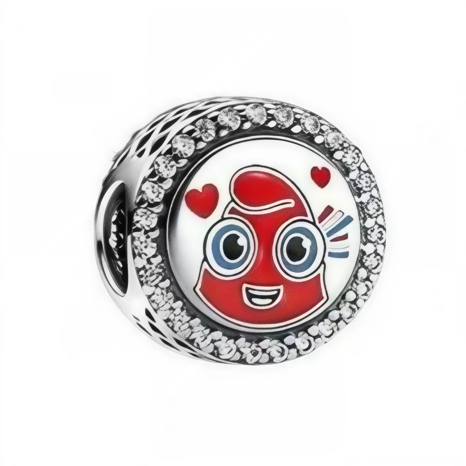 Célébrez Paris 2024 avec ce charm rond dédié à la&nbsp;Phryge, mascotte officielle au bonnet phrygien emblématique de la liberté française. Le design circulaire argenté présente un visage expressif et malicieux, entouré de motifs graphiques dynamiques inspirés des anneaux olympiques. Réalisé en argent 925, il incarne l'énergie festive, l'unité sportive et la fierté nationale des Jeux.

Caractéristiques :

- Matière : Argent 925
- Thème : JO Paris 2024, Phryge mascotte, esprit olympique
- Design : Visage ron