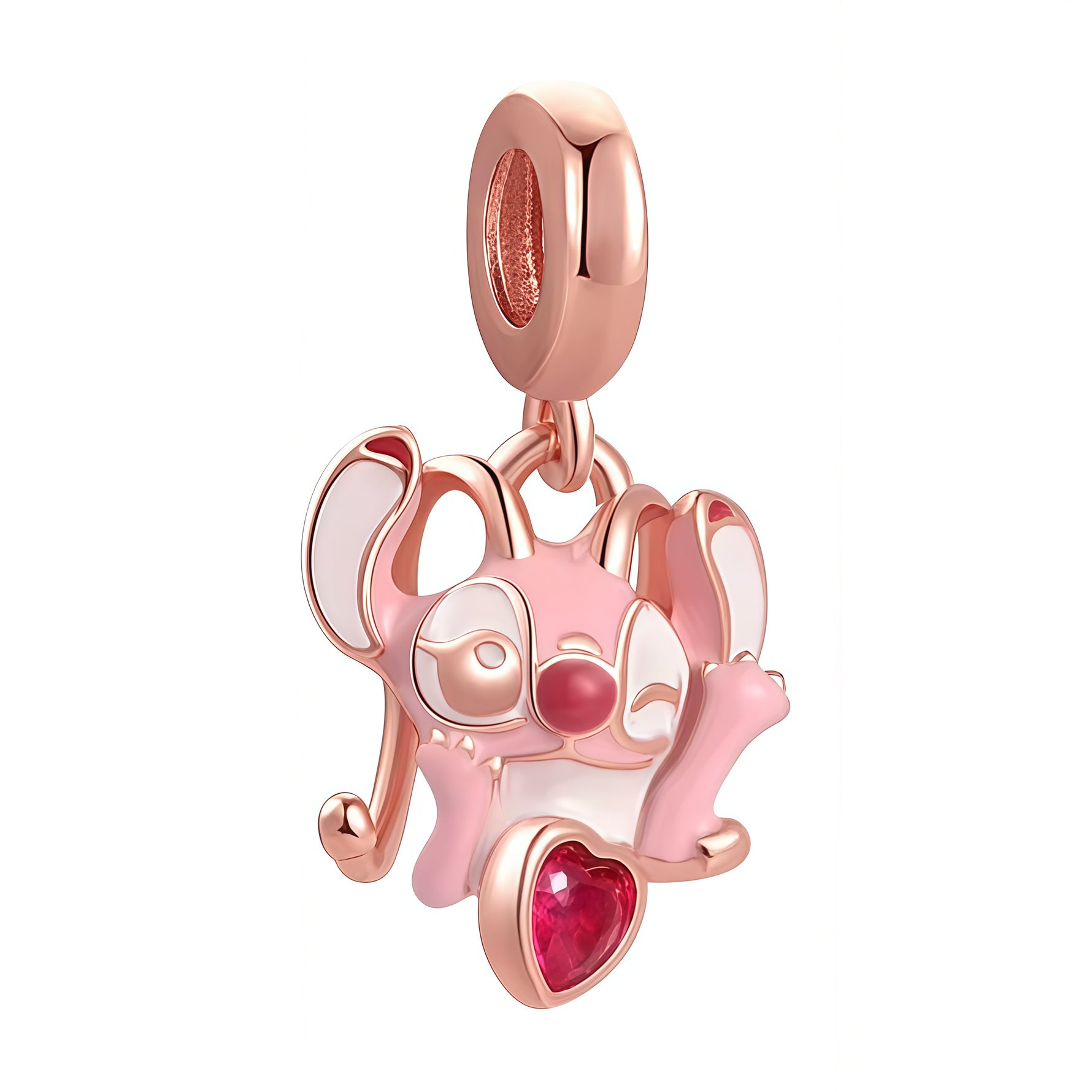 Apporte une touche tendre et colorée à ton bracelet avec ce charm pendentif inspiré d’Angel, le personnage emblématique de l’univers Lilo et Stitch. Son design délicat, en argent 925 avec des touches de rose et de violet, met en valeur son allure malicieuse et adorable. Un bijou Disney à la fois raffiné et amusant, parfait pour les fans de Stitch et de son univers plein de douceur

Caractéristiques :

- Matière : Argent 925.
- Design : Angel de Stitch avec émail rose et violet, finition soignée.
- Dimension