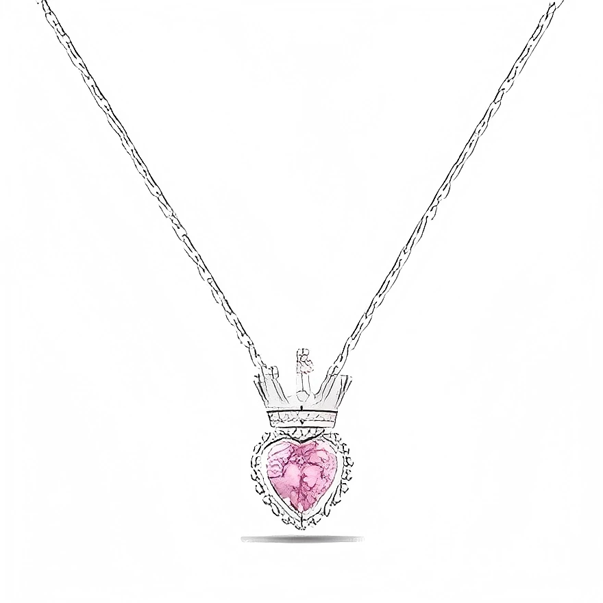 Ce collier en argent fin présente un pendentif cœur facetté rose, serti dans une monture délicate qui contourne la pierre de petits détails perlés pour en souligner l’éclat. Au-dessus du cœur, une petite couronne stylisée vient surmonter le motif, donnant au bijou un air de talisman royal et romantique, suspendu à une chaîne fine à maillons réguliers.

Caractéristiques :

-Matière : Argent fin avec cristal rose facetté.
-Design : Cœur central serti, entouré de détails texturés et surmonté d’une couronne.
-C