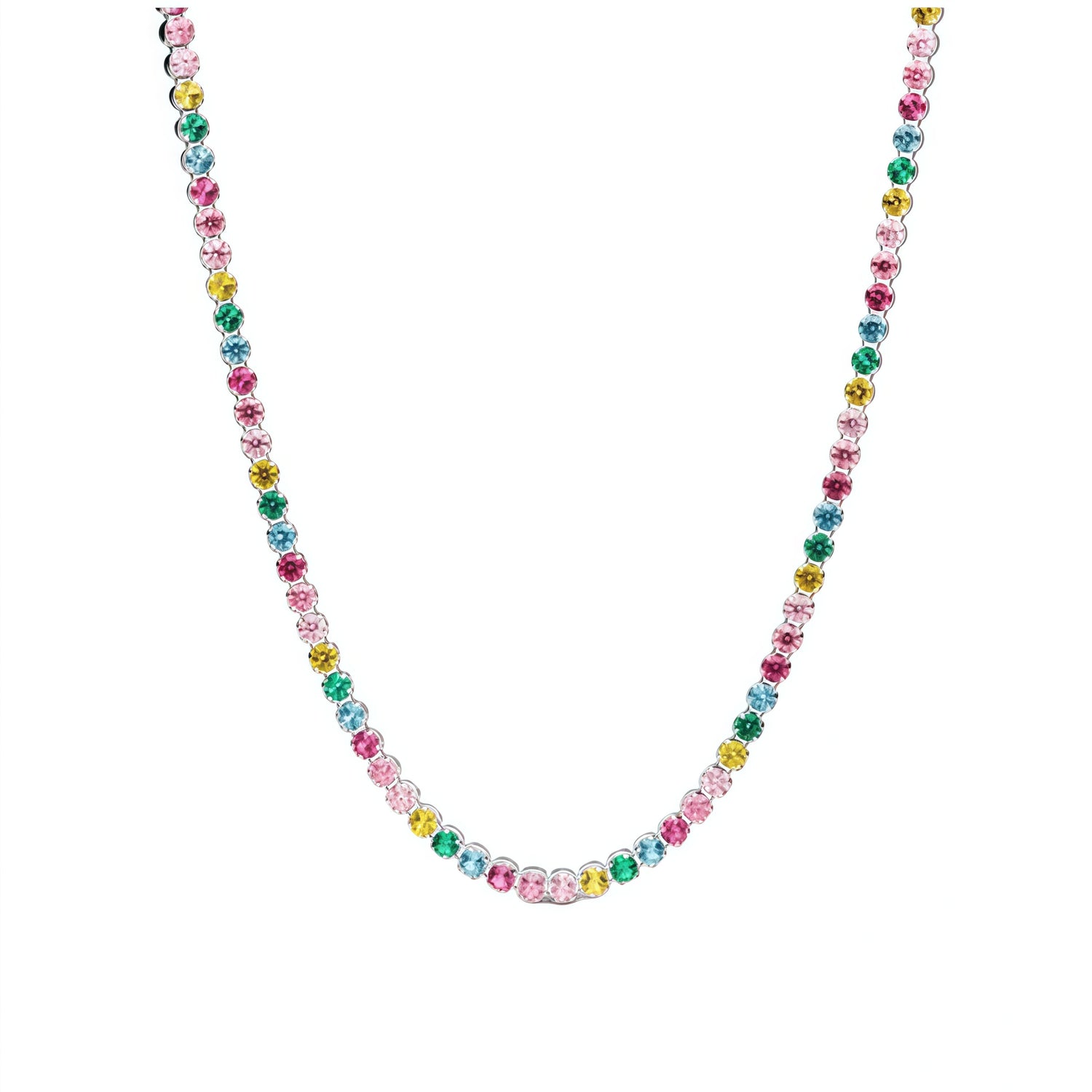 Apporte une touche lumineuse et joyeuse à ton style avec ce collier délicat orné de strass multicolores. Son éclat raffiné capte la lumière à chaque mouvement et ajoute instantanément une note pétillante et élégante à toutes tes tenues. À la fois moderne, coloré et facile à porter, c’est le bijou parfait pour illuminer le quotidien ou compléter un look plus habillé.

Caractéristiques :

- Matière : Argent 925.
- Design : Pendentif serti de strass multicolores, finition brillante.
- Dimensions : Taille délic
