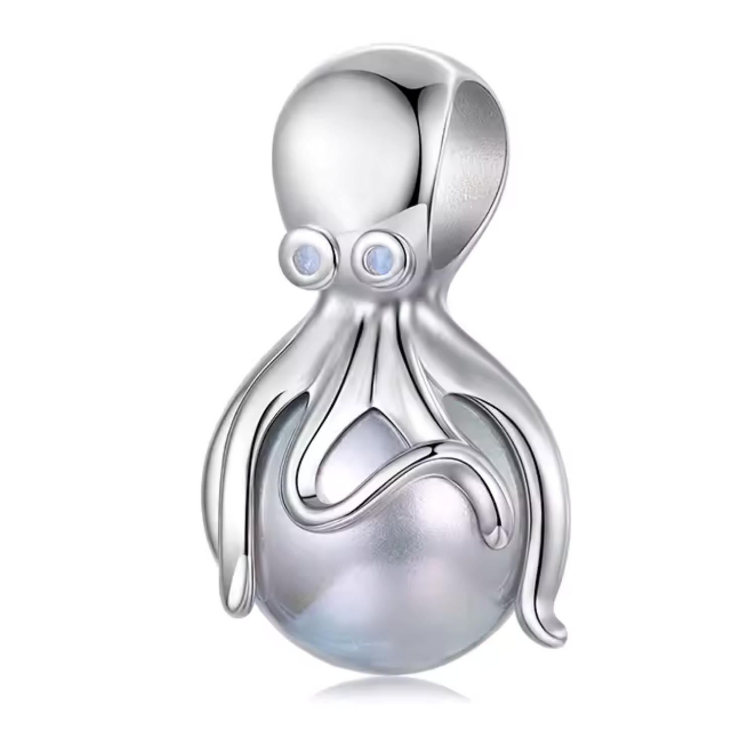 Charm Pendentif Poulpe Enlaçant une Perle