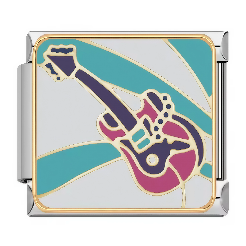 Charm Italien - Guitare Basse Violette Doré