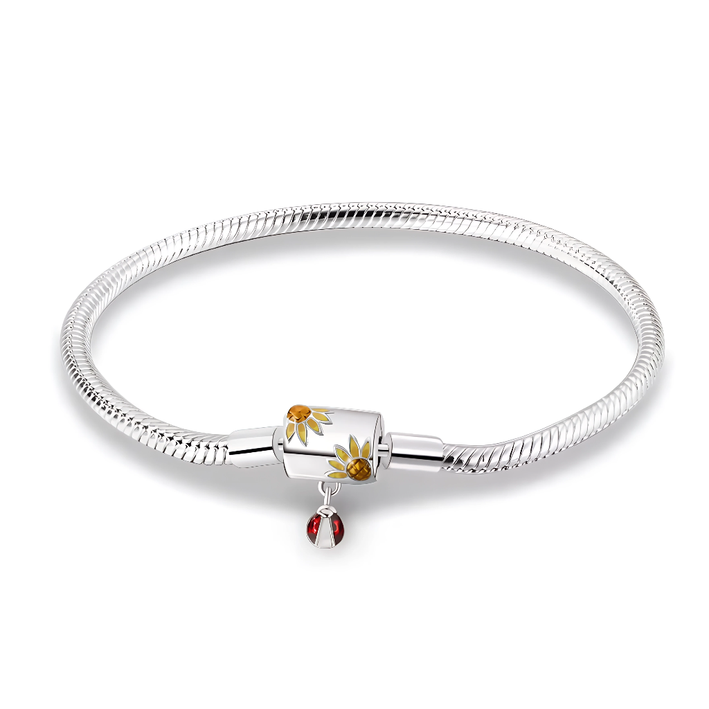 Bracelet - Tournesols et Coccinelle Porte‑Bonheur