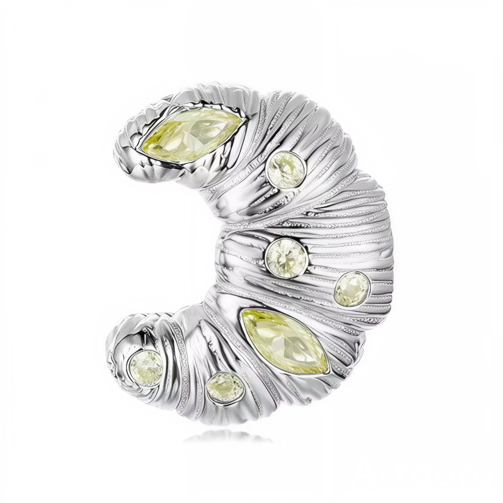 Charm – Croissant Lune Ondulé Citrine