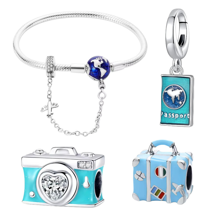Bundle - Bracelet Voyage et Aventure avec 3 Charms