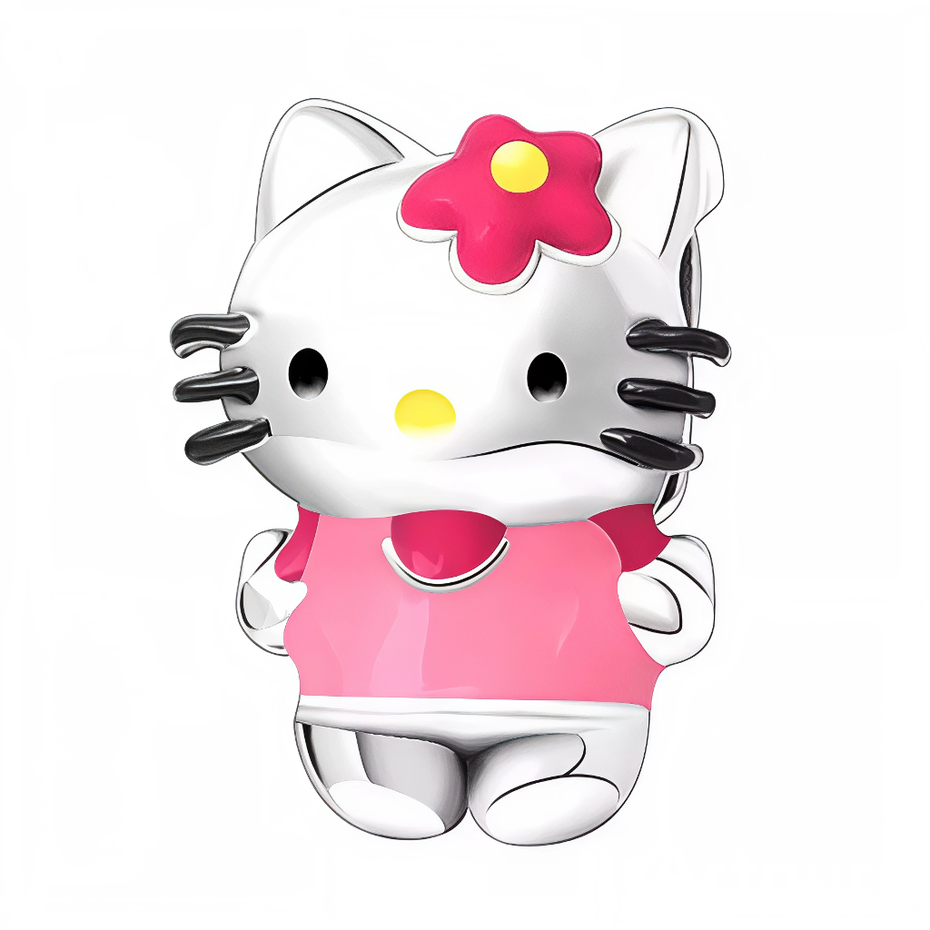 Charm – Hello Kitty en Robe Rose Fleurs (Sanrio)