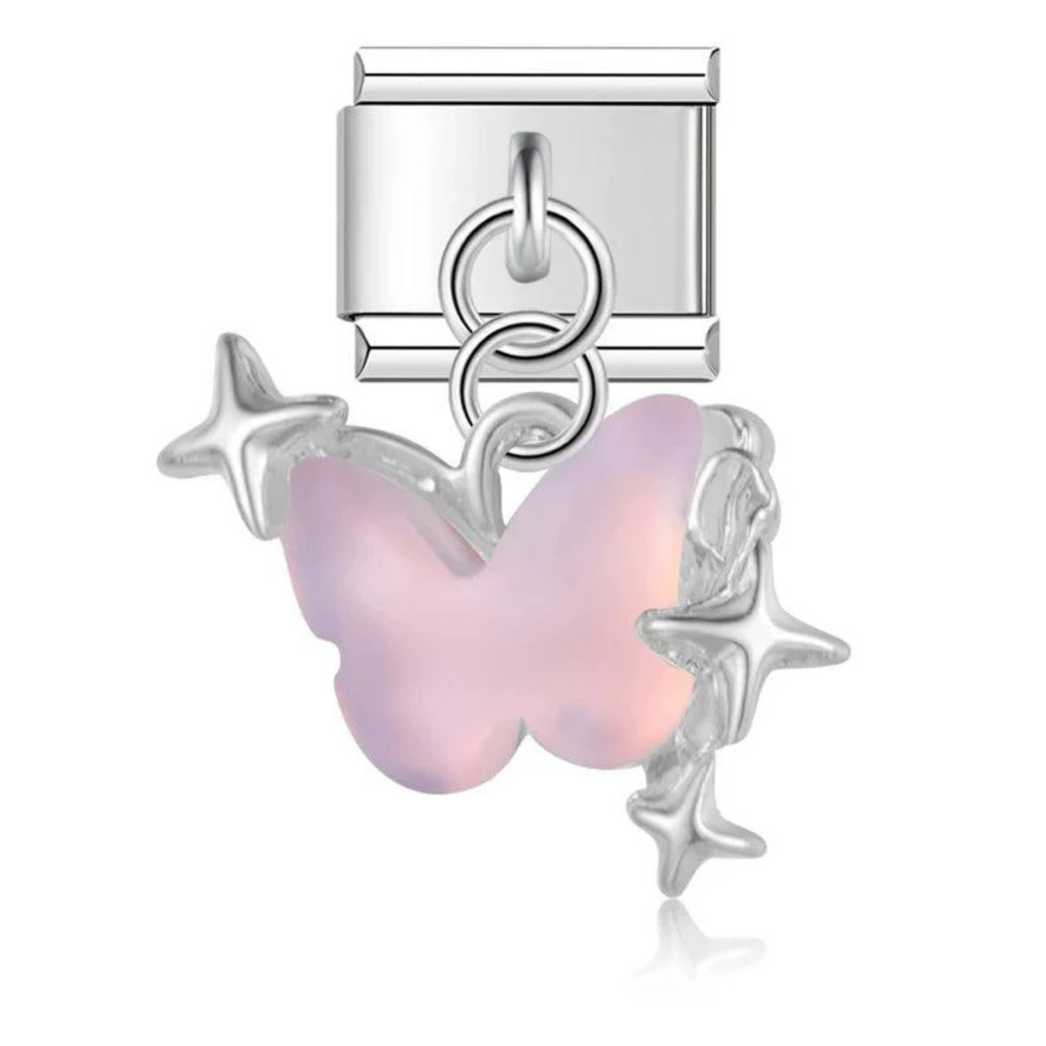 Charm Italien - Pendentif Papillon avec 3 Étoiles (Argent ou Or