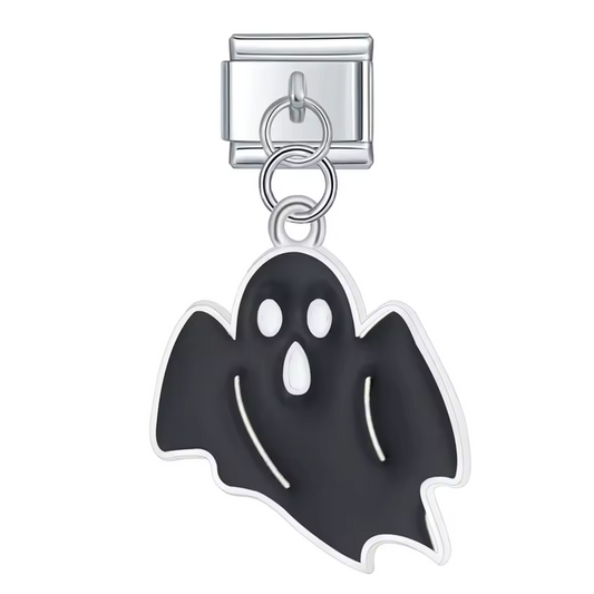 Charm Italien Pendentif Argenté – Fantôme Noir