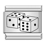 Ce charm italien représente deux dés, symbole de chance et de jeu. Fabriqué en acier inoxydable de haute qualité, il allie robustesse et élégance. Facile à fixer, il s’adapte parfaitement à nos bracelets composés de 17 maillons de charms, qui s’étendent et se contractent pour un ajustement idéal à votre poignet. Tous nos charms italiens sont compatibles entre eux, vous offrant la possibilité de personnaliser votre bijou en ajoutant ou retirant des liens selon vos envies.