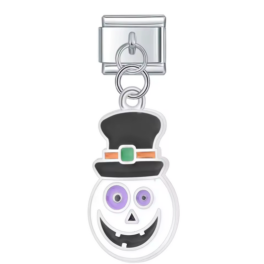 Charm Italien Pendentif Argenté – Bonhomme de neige Halloween