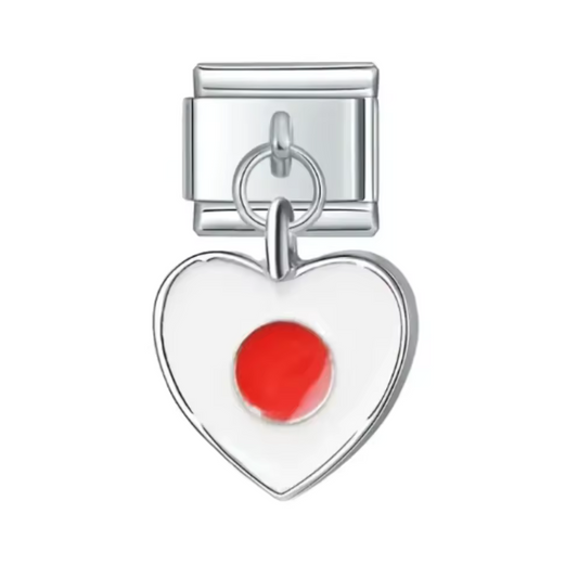 Charm Italien - Pendentif Cœur Drapeau Japon