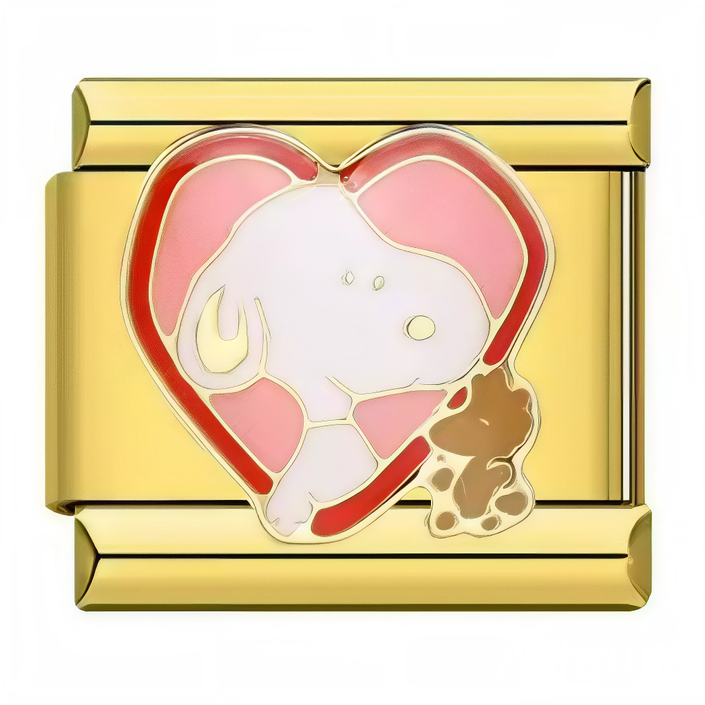 Charm Italien – Snoopy dans un Cœur Rouge avec Woodstock