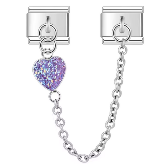 Charm Italien Double Médaillon avec Cœur - 9 Coloris