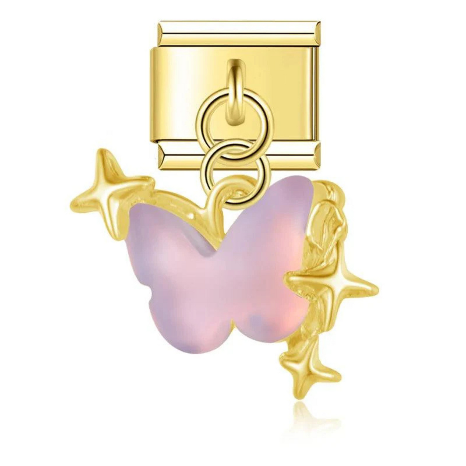 Charm Italien - Pendentif Papillon avec 3 Étoiles (Argent ou Or