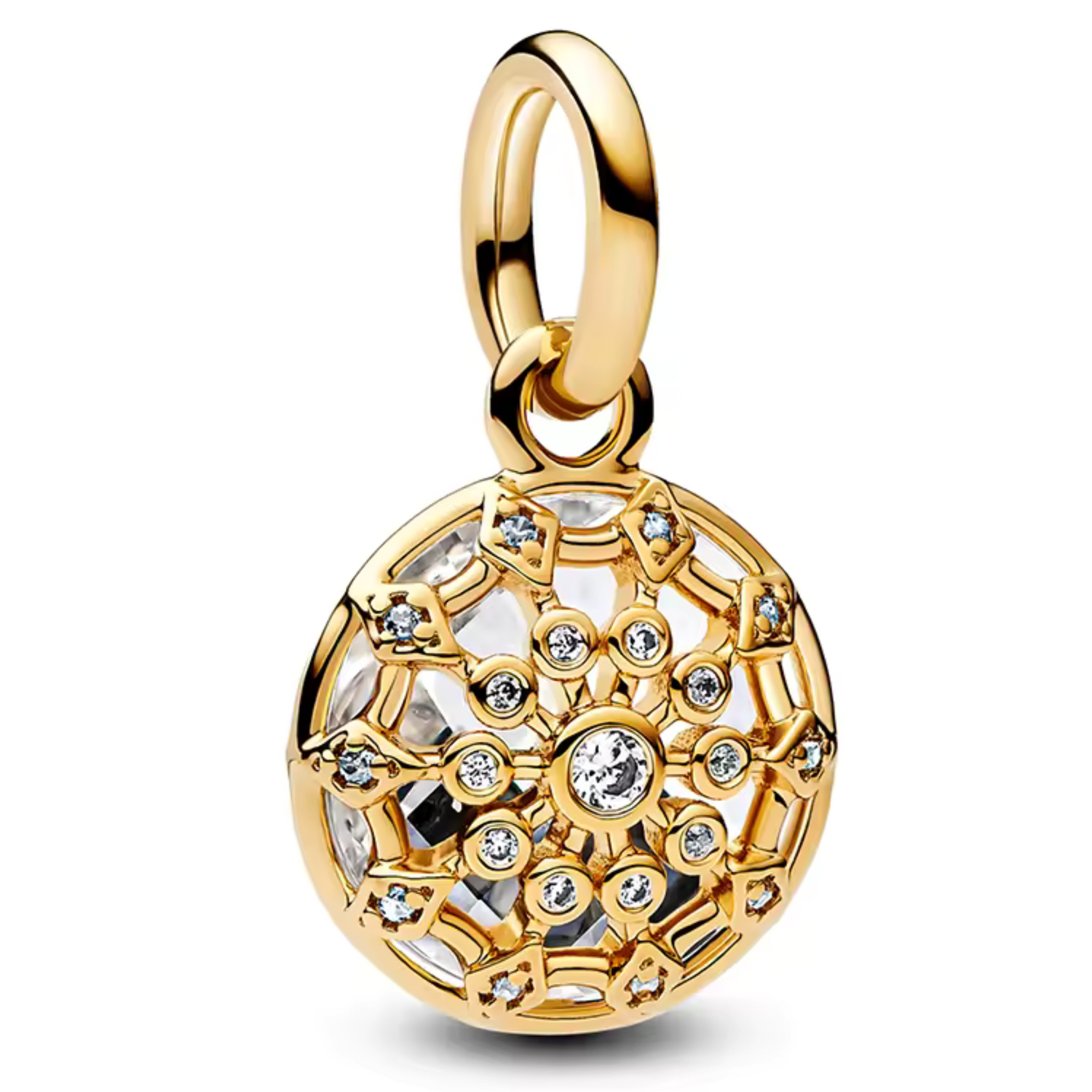 Charm Rond Doré avec Strass – Éclat Luxueux et Intemporel