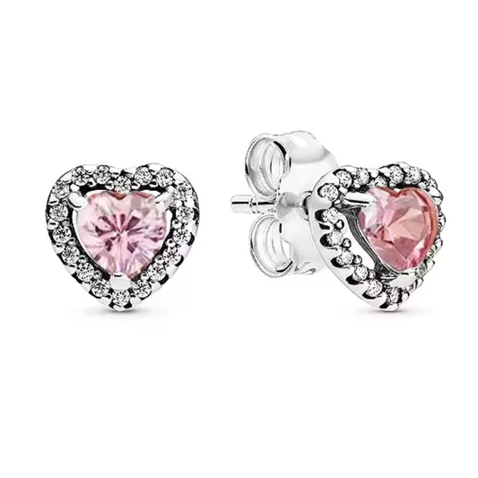 Boucles d’Oreilles Cœur Rose – Douceur Strass et Éclat Féminin