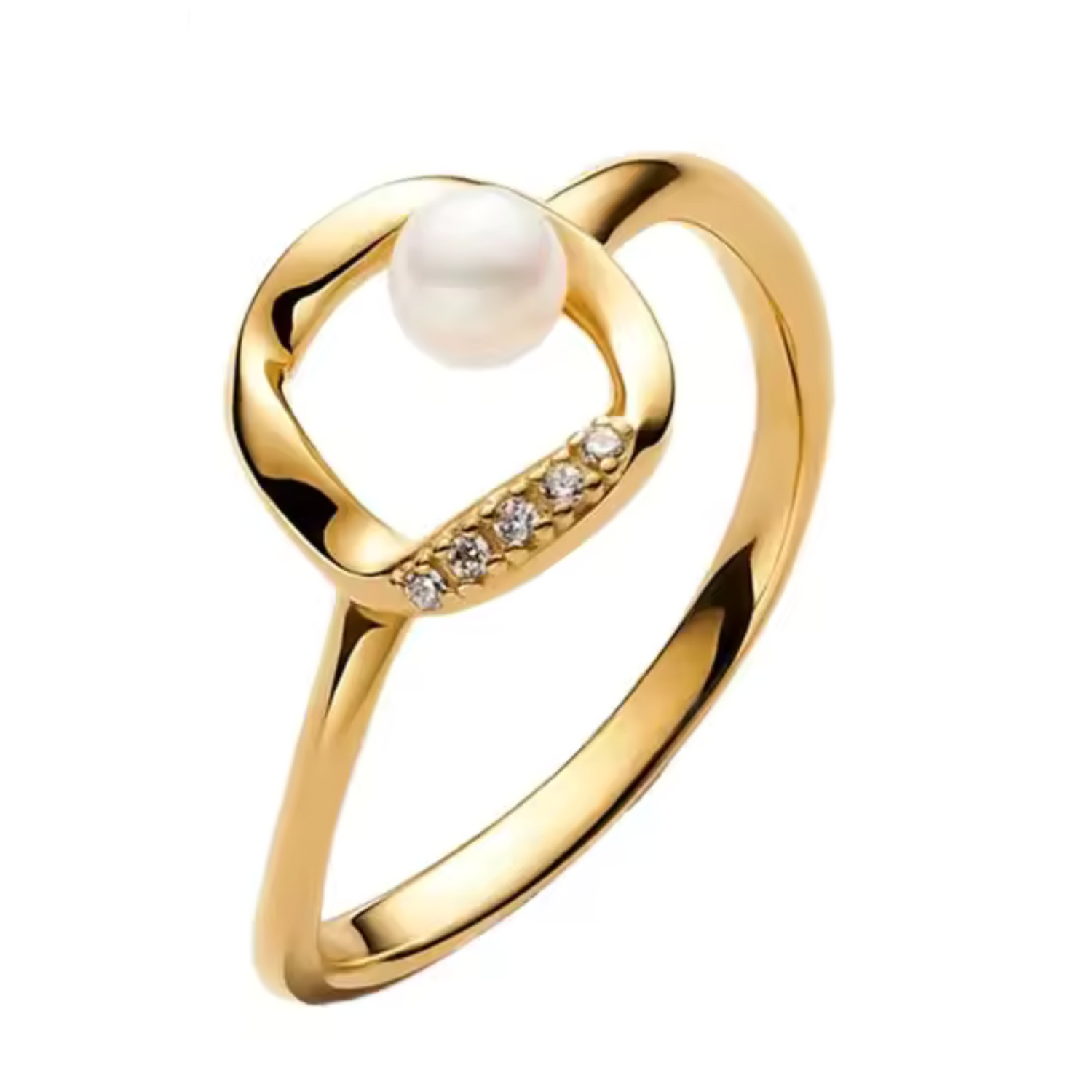 Bague Dorée Élégance et Perle – Pureté et Raffinement