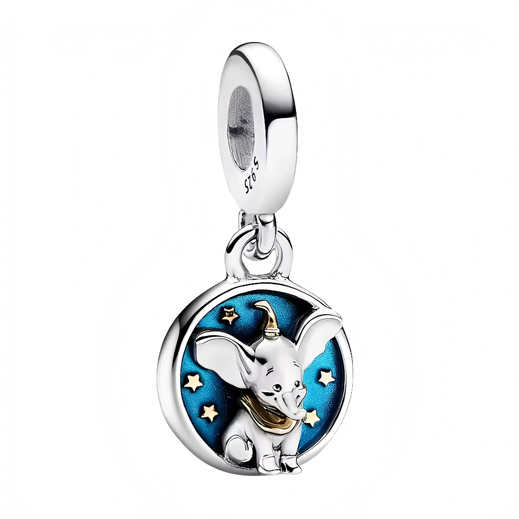 Charm Pendentif - Rond Étoilé avec Dumbo Argenté