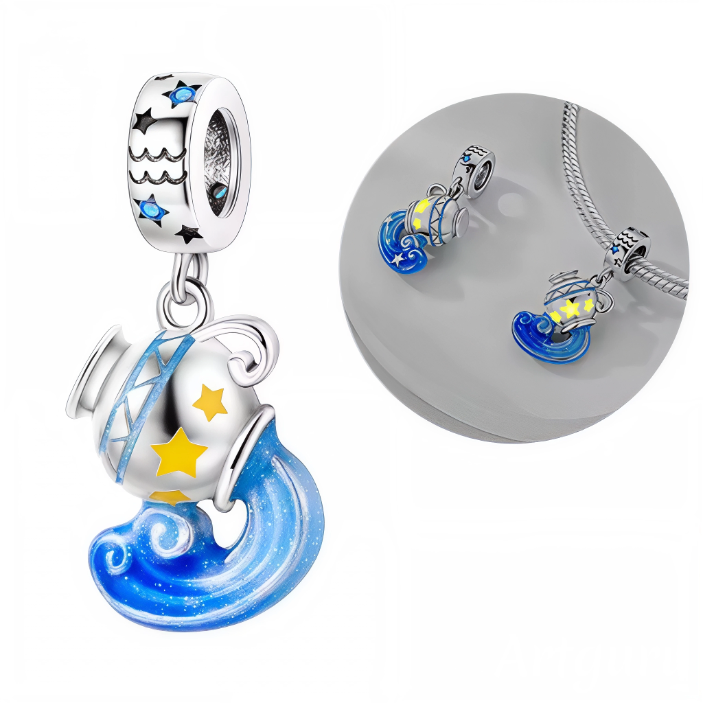 Charm Pendentif - Verseau avec Effet Glow in the Dark