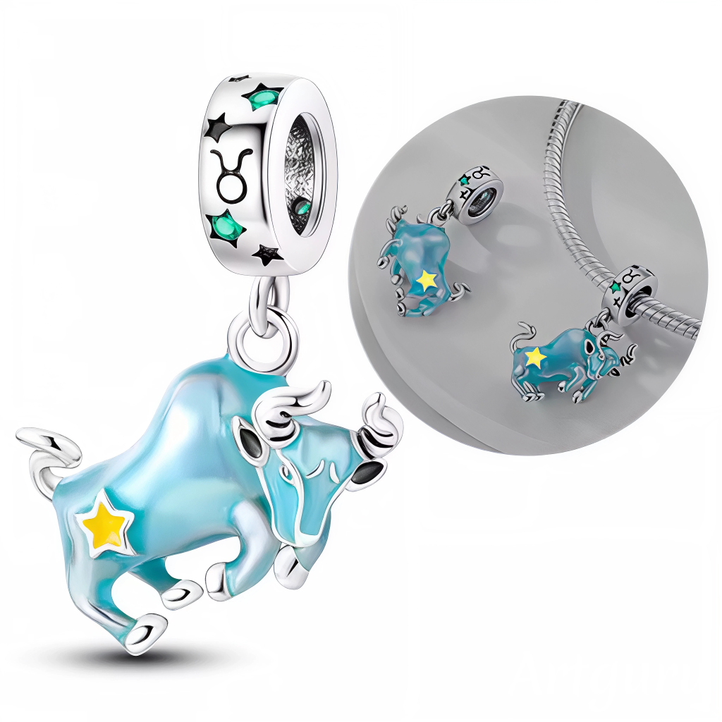 Charm Pendentif - Taureau avec Effet Glow in the Dark