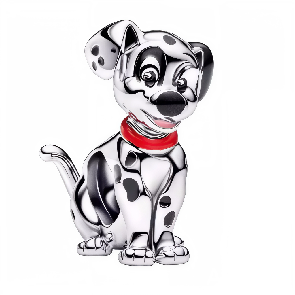 Revivez la magie des&nbsp;101 Dalmatiens&nbsp;avec ce charm dédié à l'un des adorables chiots tachetés du film Disney. Symbole de courage familial et d'espièglerie, il présente un dalmatien au regard pétillant, orné de détails en émail noir et blanc pour un rendu réaliste et charmant. Fabriqué en argent 925 avec finitions soignées, ce petit compagnon évoque les poursuites enneigées et l'union contre la méchanceté.

Caractéristiques :

-Matière : Argent 925, émail noir et blanc
-Thème : Disney, 101 Dalmatien
