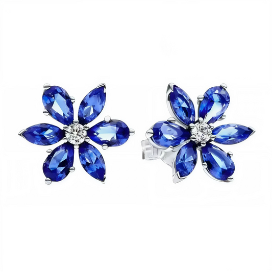 Boucles d’Oreilles Fleur Bleue – Argent 925 | Élégance Glacée Inspirée d’Elsa