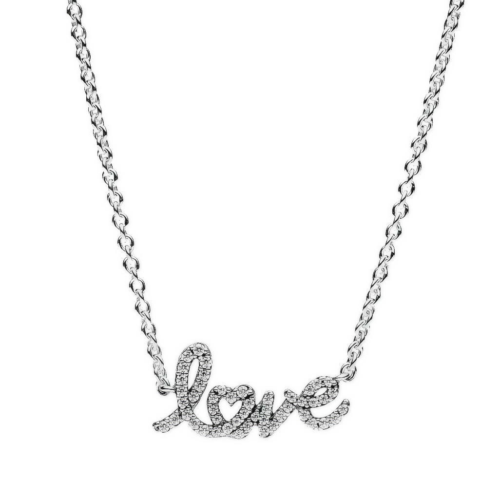 Collier Amour Manuscrit Étincelant "Love"