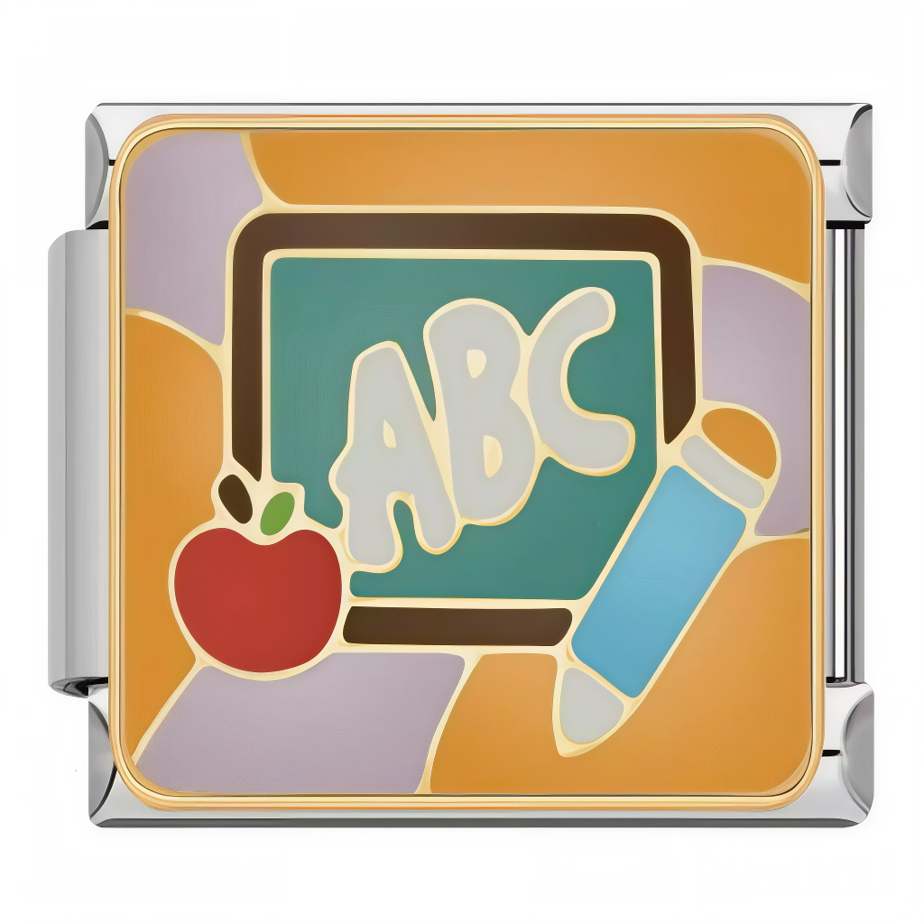 Charm Italien - Tableau "ABC" avec Pomme et Crayon Bleu