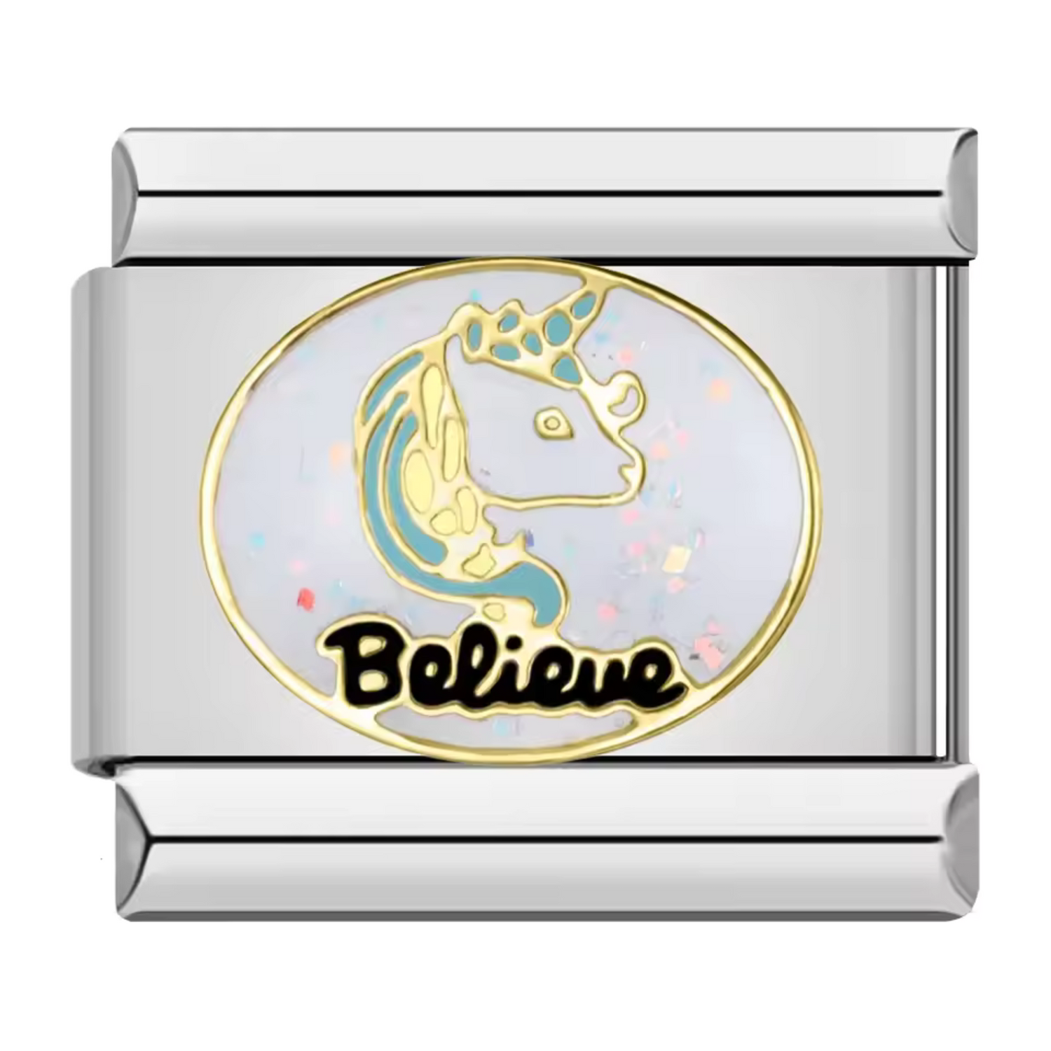 Charm Italien Argenté – Licorne "Believe"