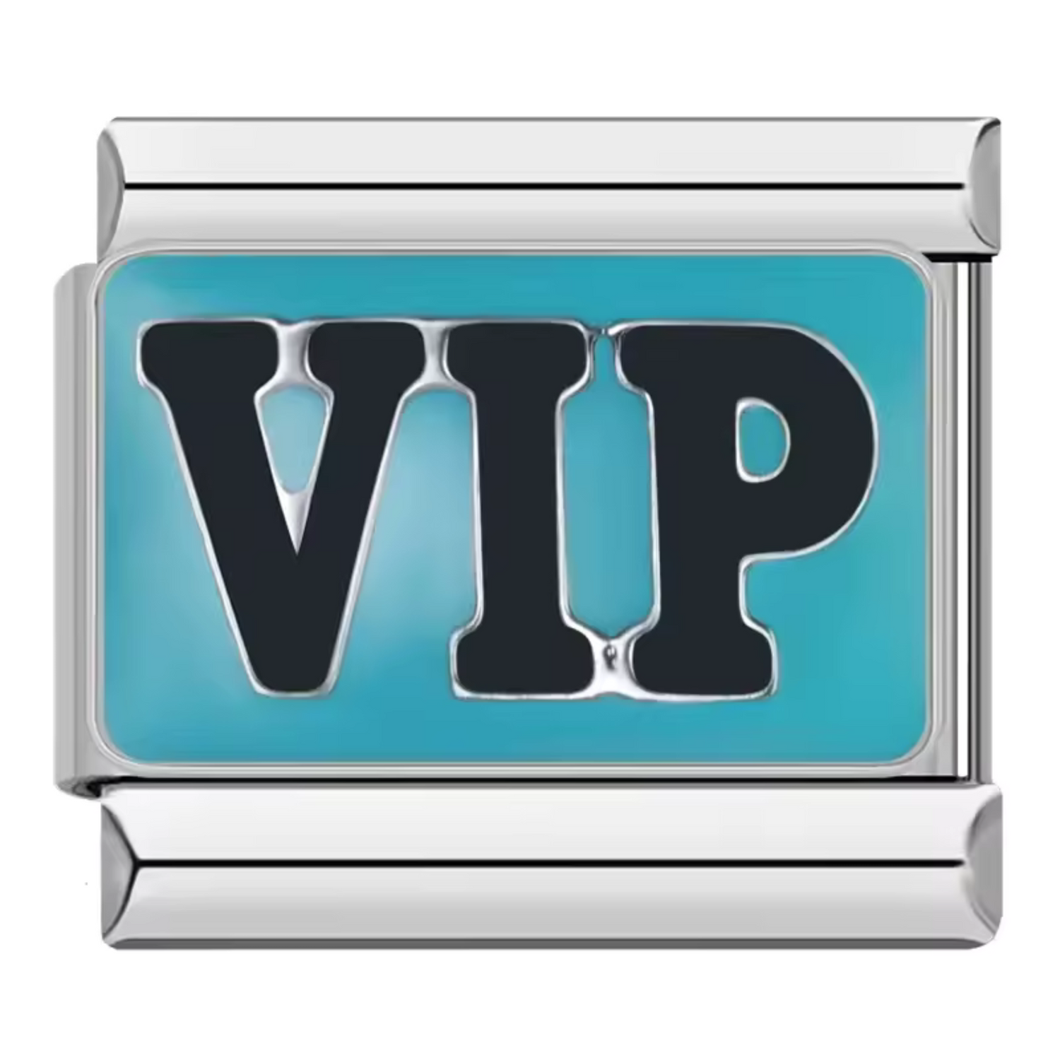 Charm Italien Argenté – “VIP” sur fond bleu