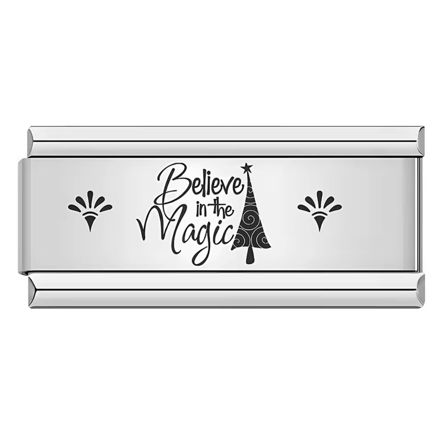 Charm Italien Long Argenté – "Believe in the Magic"