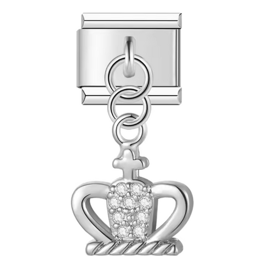 Charm Italien Pendentif Argenté ou Doré – Couronne