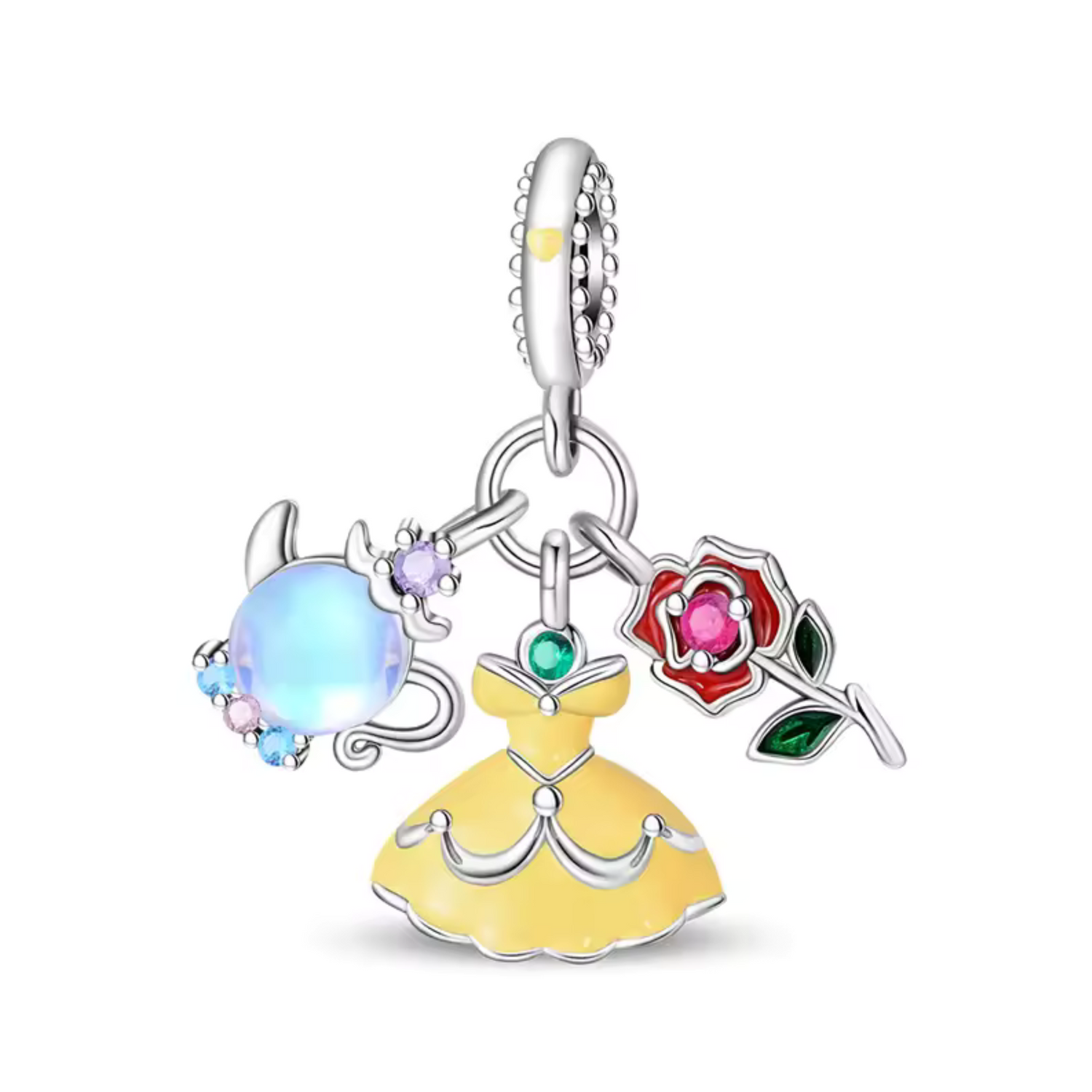 Charm Élégance Enchantée – Théière, Robe de Belle et Rose