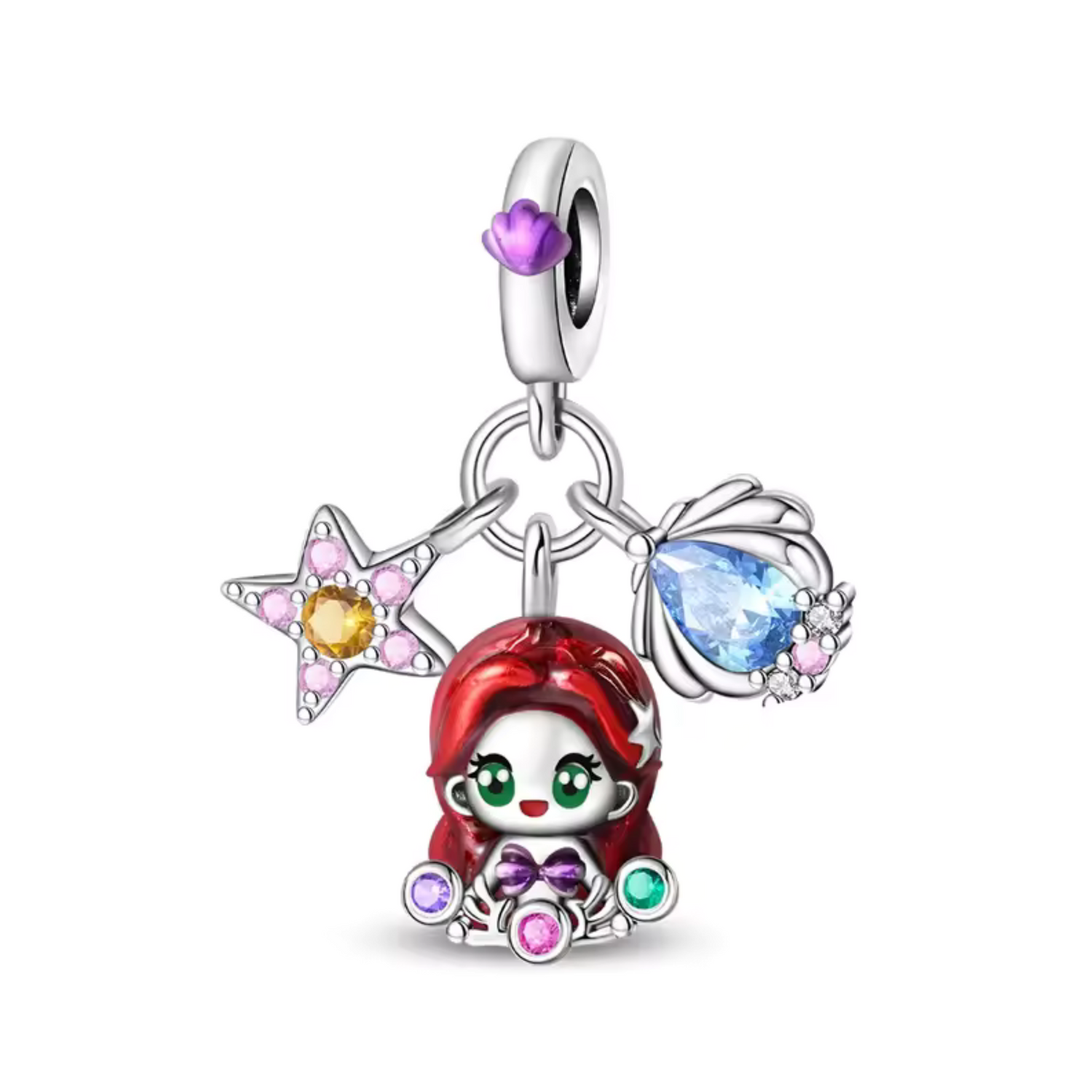 Charm Trésor Marin – Étoile de Mer, Ariel et Coquillage