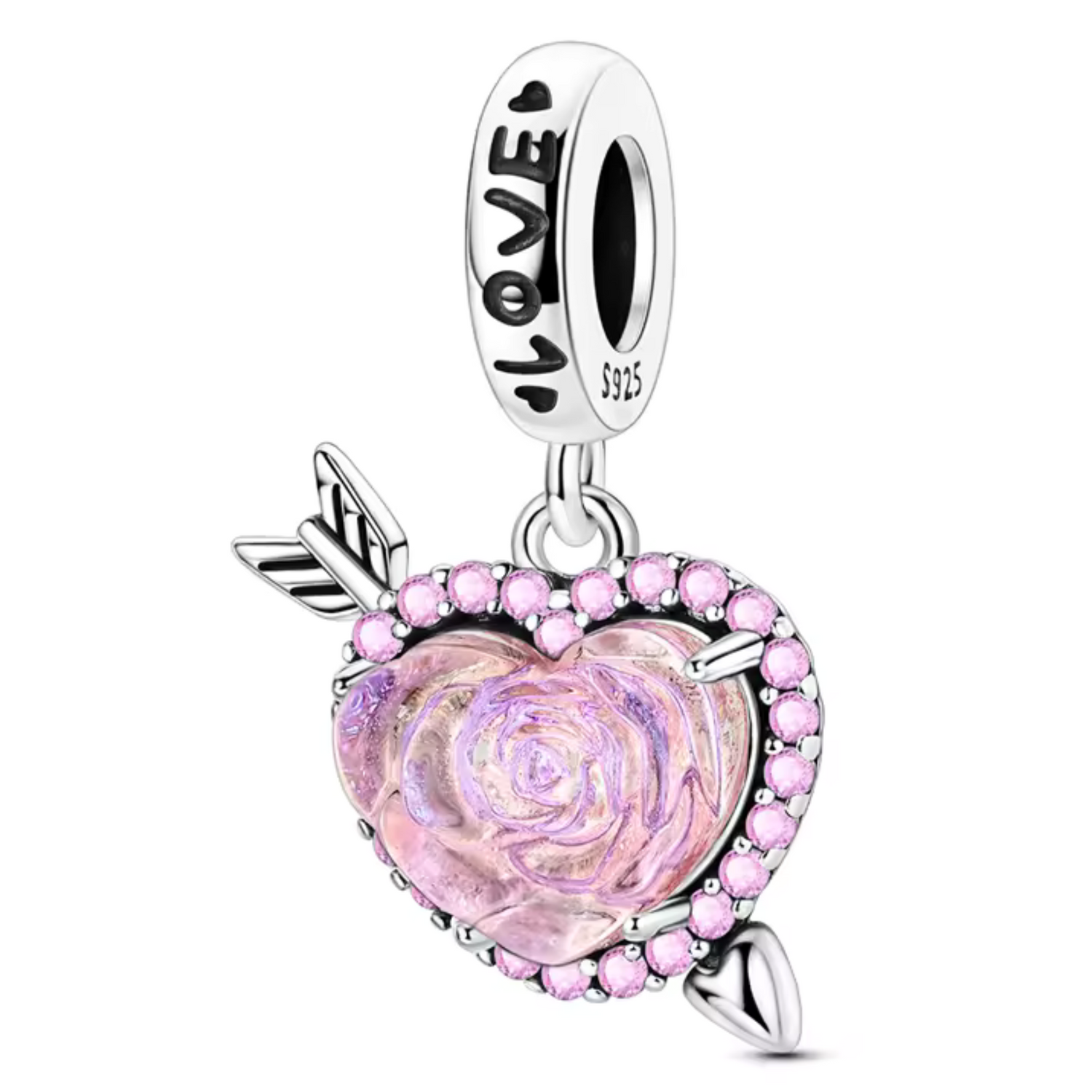 Charm Cœur Rose et Flèche – Amour en Plein Cible